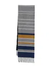 Paul Smith Color Block Striped Scarf With Fringed Ends In Gray