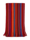 Paul Smith Striped Fringed Scarf In Multi