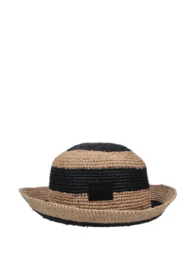 Paul Smith Striped Hat In Brown