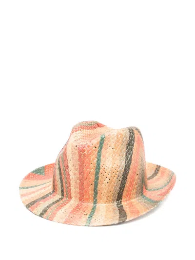Paul Smith Striped Hat In Brown