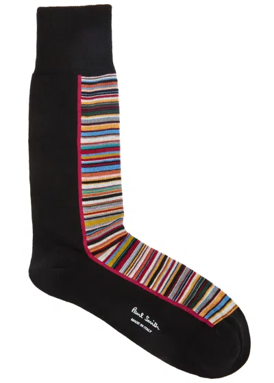 Paul Smith Striped-intarsia Cotton-blend Socks In Multi