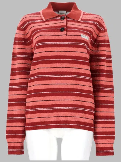 Paul Smith Striped Knit Polo Sweater In Pink