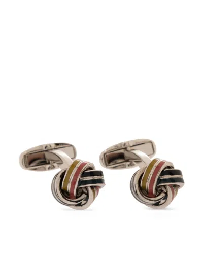 Paul Smith Striped Knot Cufflinks In Silver