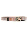 Paul Smith Adjustable Striped Leather Belt With Gold Hardware In Multi Coloured