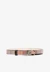 Paul Smith Striped Leather Belt In Multicolor