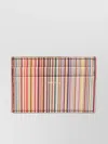 Paul Smith Striped Leather Wallet With Multicolor Textured Stripes In Neutrals