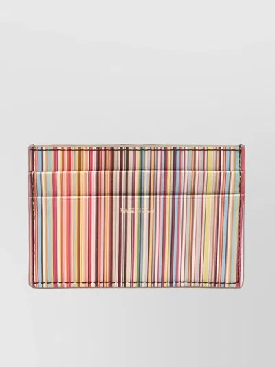 Paul Smith Striped Leather Wallet With Multicolor Textured Stripes