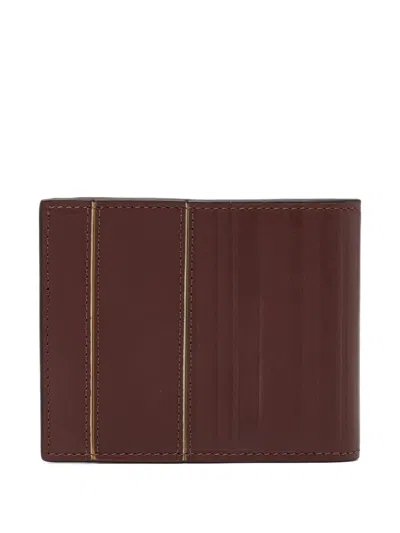 Paul Smith Striped Leather Wallet In Brown