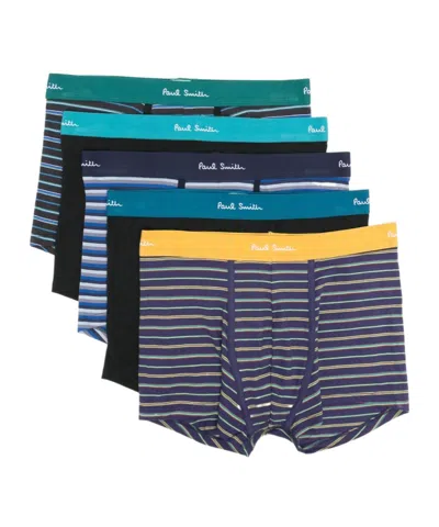 Paul Smith Striped Logo Waistband Boxers In Blue