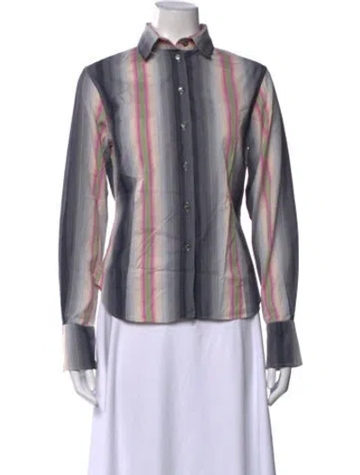 Pre-owned Paul Smith Striped Long Sleeve Button-up Top In Grey