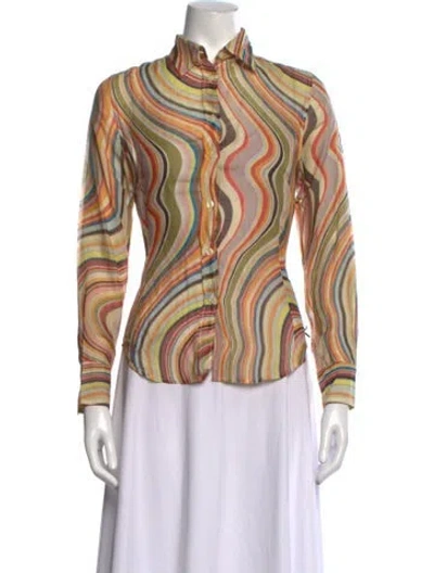 Pre-owned Paul Smith Striped Long Sleeve Button-up Top In Multicolor