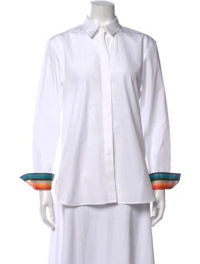 Pre-owned Paul Smith Striped Long Sleeve Button-up Top In White