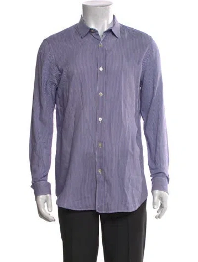 Pre-owned Paul Smith Striped Long Sleeve Dress Shirt In Blue