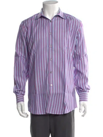 Pre-owned Paul Smith Striped Long Sleeve Dress Shirt In Pink