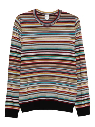 Paul Smith Striped Long-sleeve Sweater In Brown