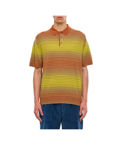 Paul Smith Striped Merino Wool Polo Shirt In Bunt