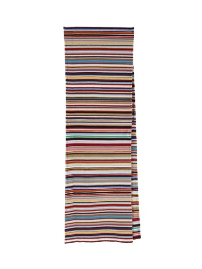 Paul Smith Striped Merino Wool Scarf In Yellow