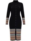 Paul Smith Ribbed Knit Dress With Button-down Front In Black