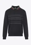 Paul Smith Striped-motif Polo Sweater In Black