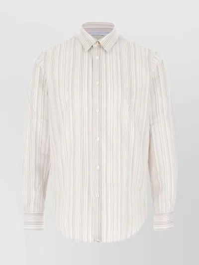 Paul Smith Striped Pattern Shirt Collar Button-down In Neutral