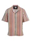 Paul Smith Short Sleeve Regular Fit Striped Shirt In Pink
