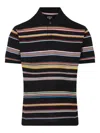 Paul Smith Black 'signature Stripe' Cotton-piqué Polo Shirt In Multi