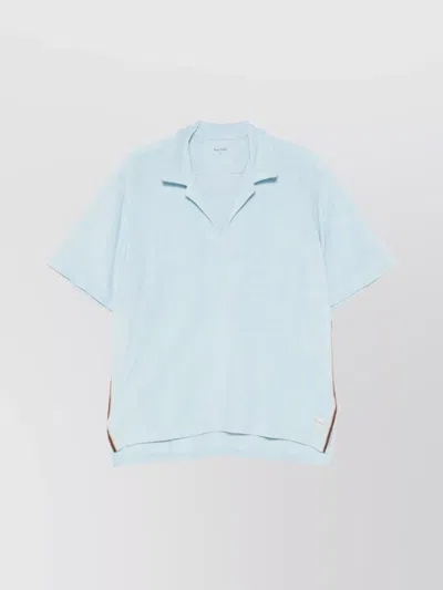 Paul Smith Striped Polo Shirt Side Slits In Blue