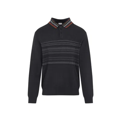 Paul Smith Striped Polo Shirt With Collar Detail In Blue
