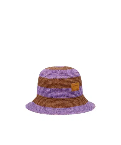 Paul Smith Striped Raffia Bucket Hat In Purple