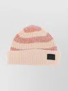 Paul Smith Striped Ribbed Cuff Hat With Folded Brim In Neutral