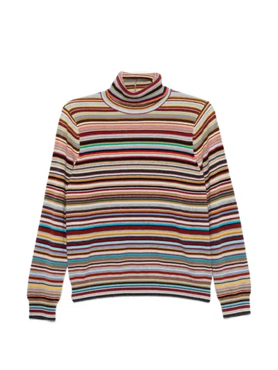 Paul Smith Signature Stripe Roll Neck Sweater In Multi