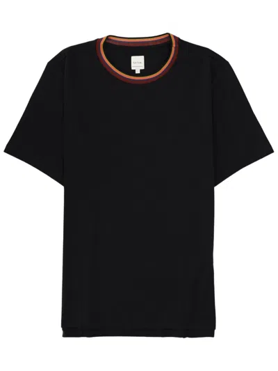 Paul Smith Striped Round Neck Organic Cotton T-shirt In Purple