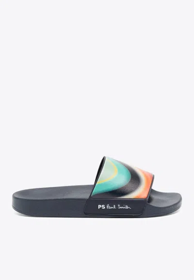 PAUL SMITH STRIPED RUBBER SLIDES