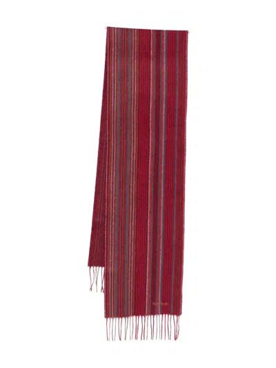 Paul Smith Trent Striped Wool Scarf In Brown