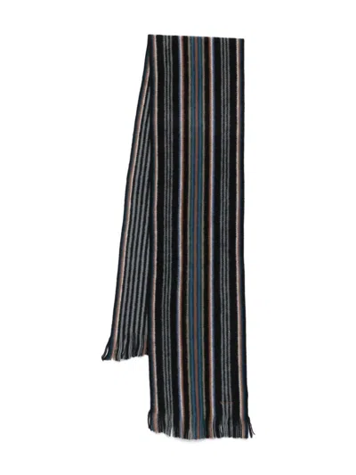 Paul Smith Striped Scarf In Black