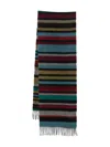 Paul Smith Multicolour Stripe Cashmere Scarf With Fringed Edges In Blue