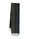 Paul Smith Striped Fringed Scarf In Multi