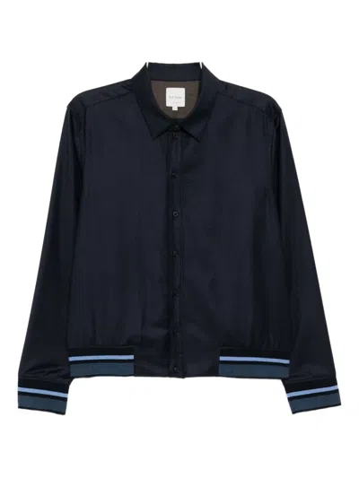 Paul Smith Striped Shirt Jacket In Black