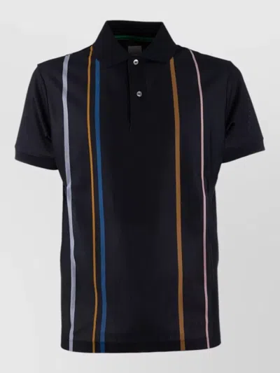 Paul Smith Striped Shirt Polo Collar Short Sleeves In Animal Print