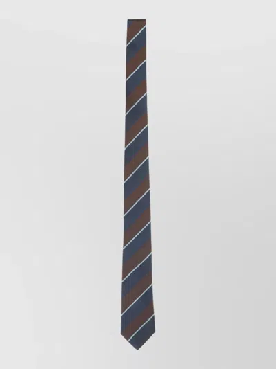 Paul Smith Striped Silk Tie Diagonal Motif Pointed Tip In Multi