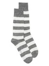 Paul Smith Grey And Ecru Marl Linen-blend Striped Socks Black In Gray