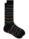 Paul Smith Men's Pencil Stripe Crew Socks In Black