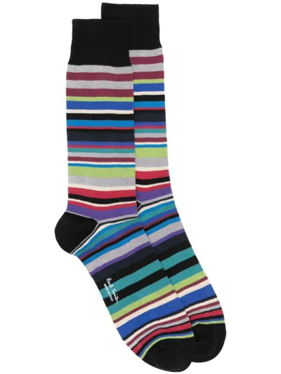 Paul Smith Striped Socks In Black