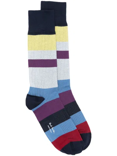Paul Smith Striped Socks In Blue