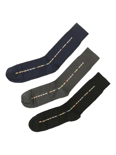 Paul Smith Striped Socks (pack Of Three) In Blue