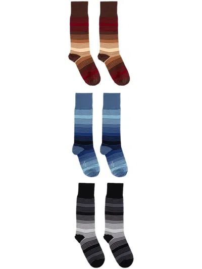 Paul Smith Striped Socks (pack Of Three) In Multicolour