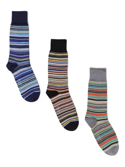 Paul Smith Striped Socks (pack Of Three) In Multi