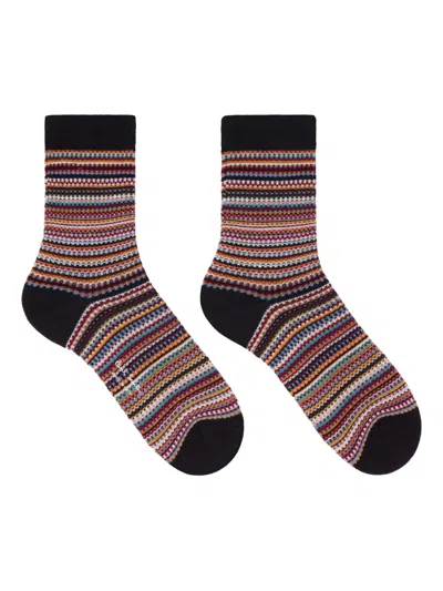 Paul Smith Striped Socks In Burgundy