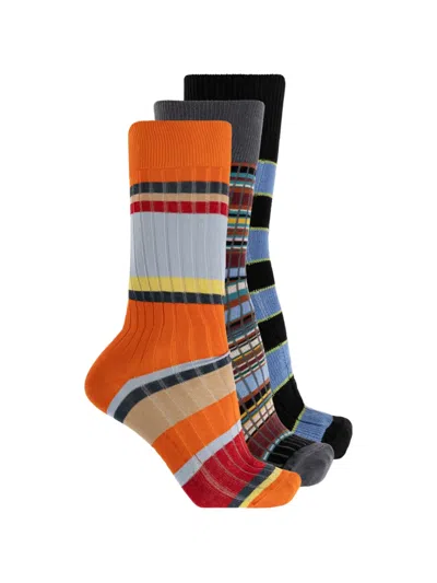 Paul Smith Striped Socks (set Of Three) In Orange