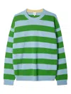 Paul Smith Lambswool Blue And Green Stripe Crew Neck Sweater In Multi